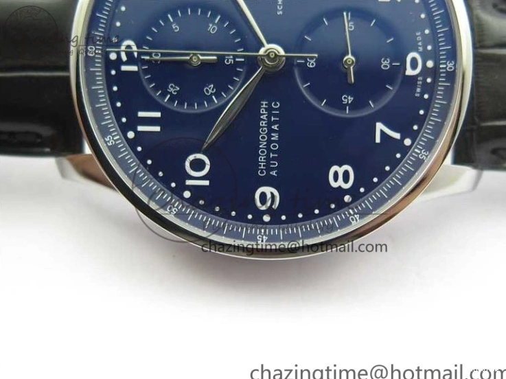 MIROTIME 0121 SunProtective Portugieser Chronograph Edition 150 Years IW371601 ZF 1:1 Best Edition Blue Dial on Black Leather Strap A7750 (Slim Movement) 7137